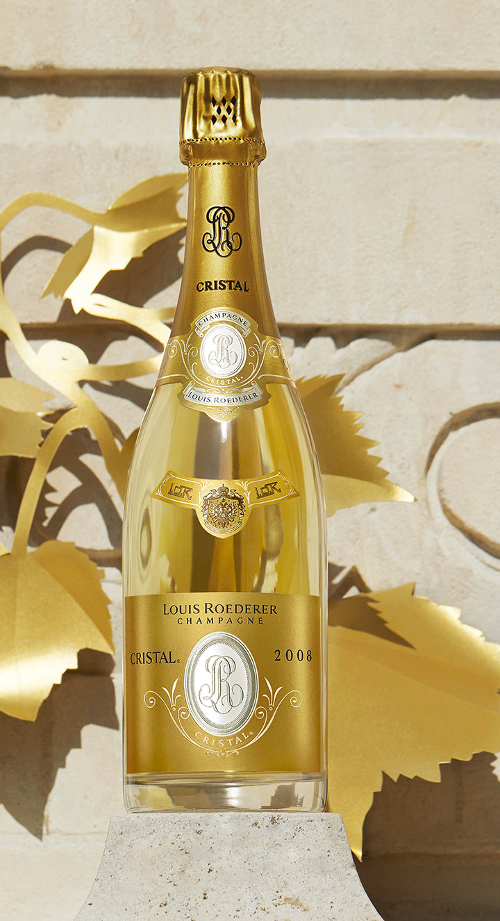 Louis Roederer Cristal Brut with Two Flutes and Gift Box 2008